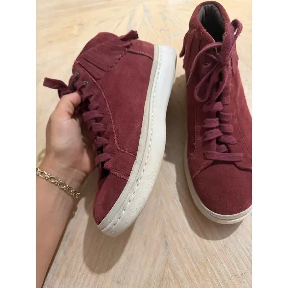 UGG Cali Brecken Lace High Fringe Pinot Noir Suede Sneakers men’s 8.5